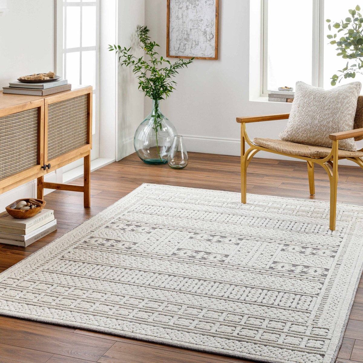 Hauteloom Bahar Cream & Gray Washable Area Rug - lily & onyx