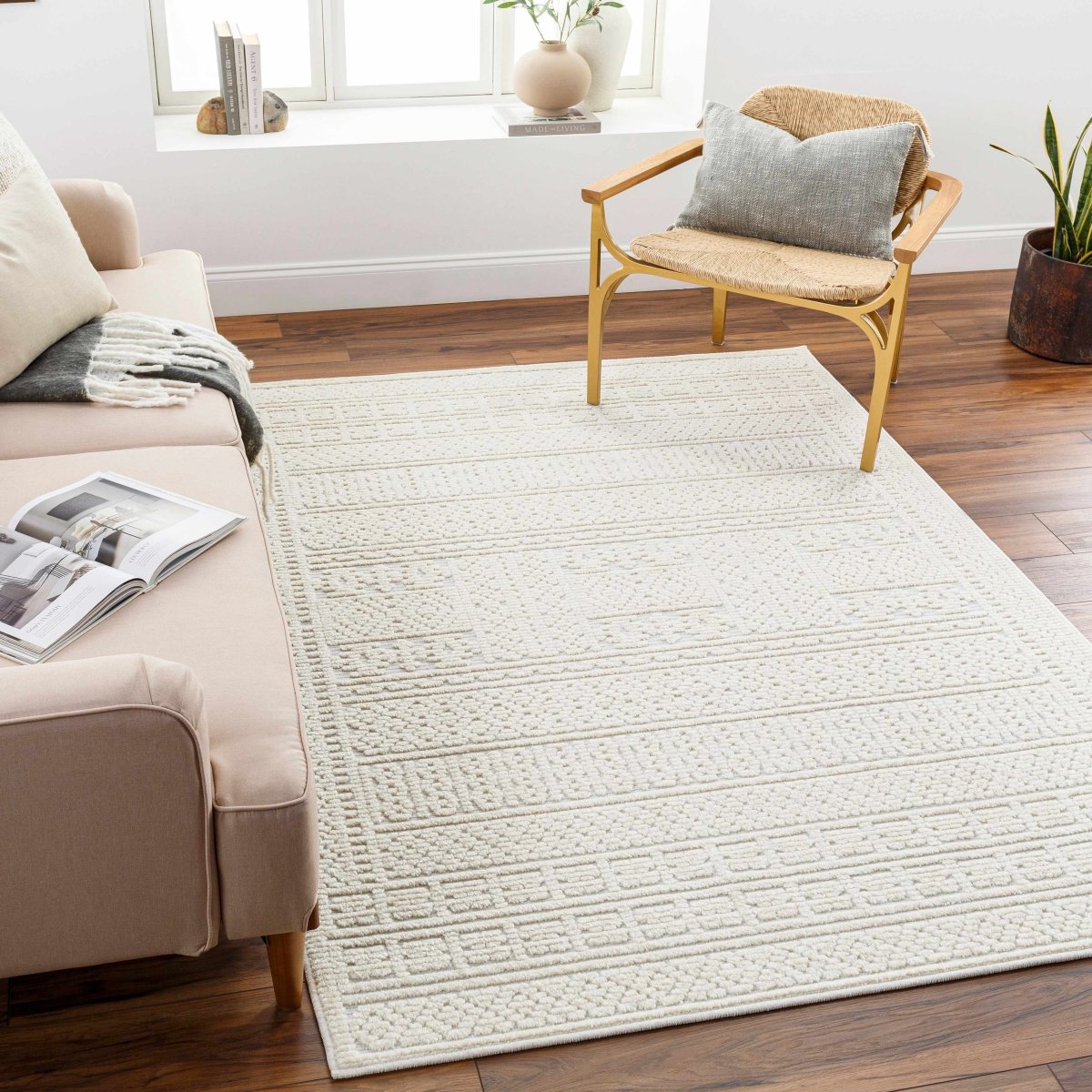 Hauteloom Bahar Cream Washable Area Rug - lily & onyx