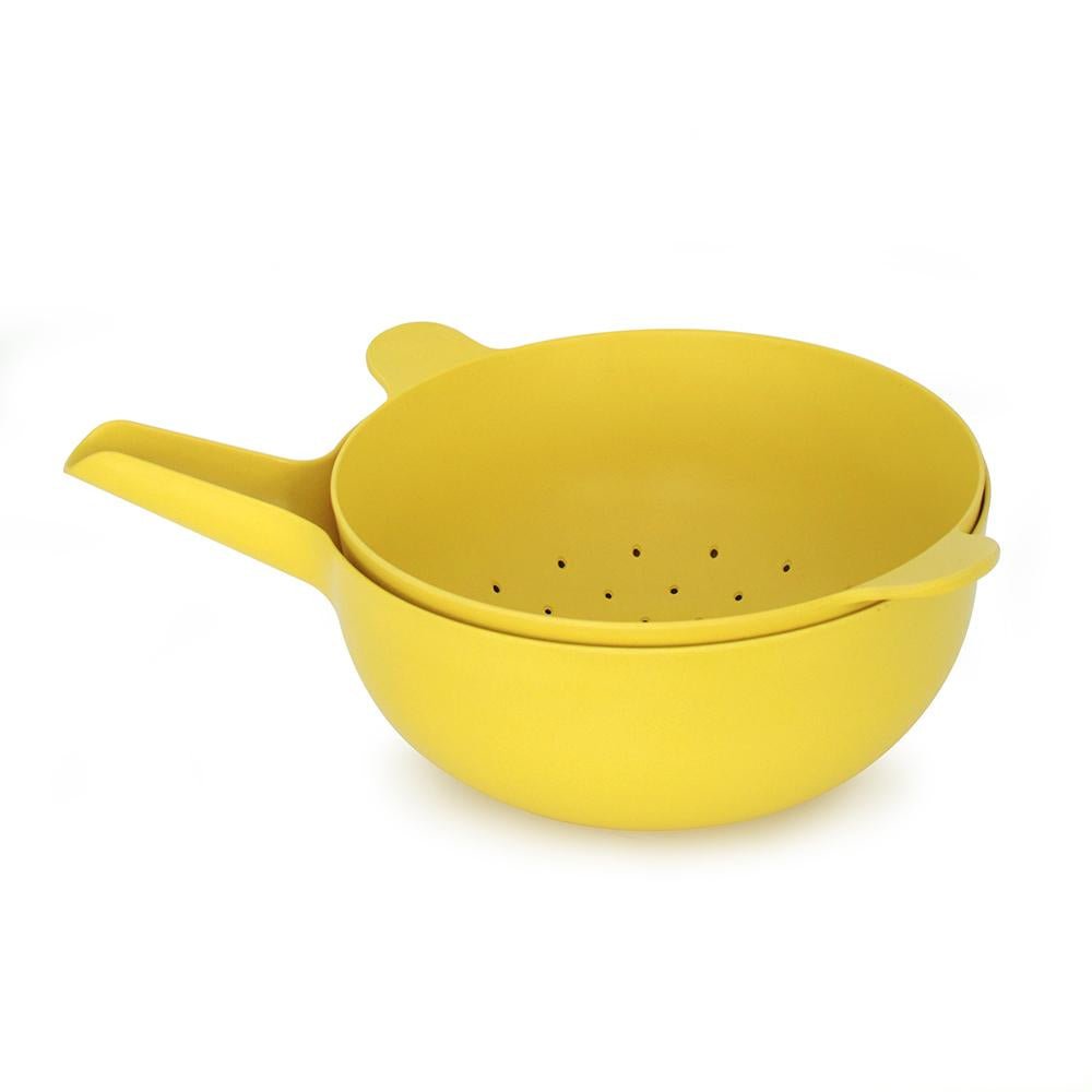 EKOBO Bamboo Large Mixing Bowl and Colander Set - Lemon - lily & onyx