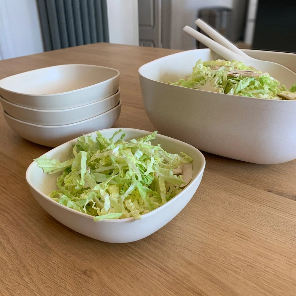 EKOBO Bamboo Large Salad Bowl - Off White - lily & onyx