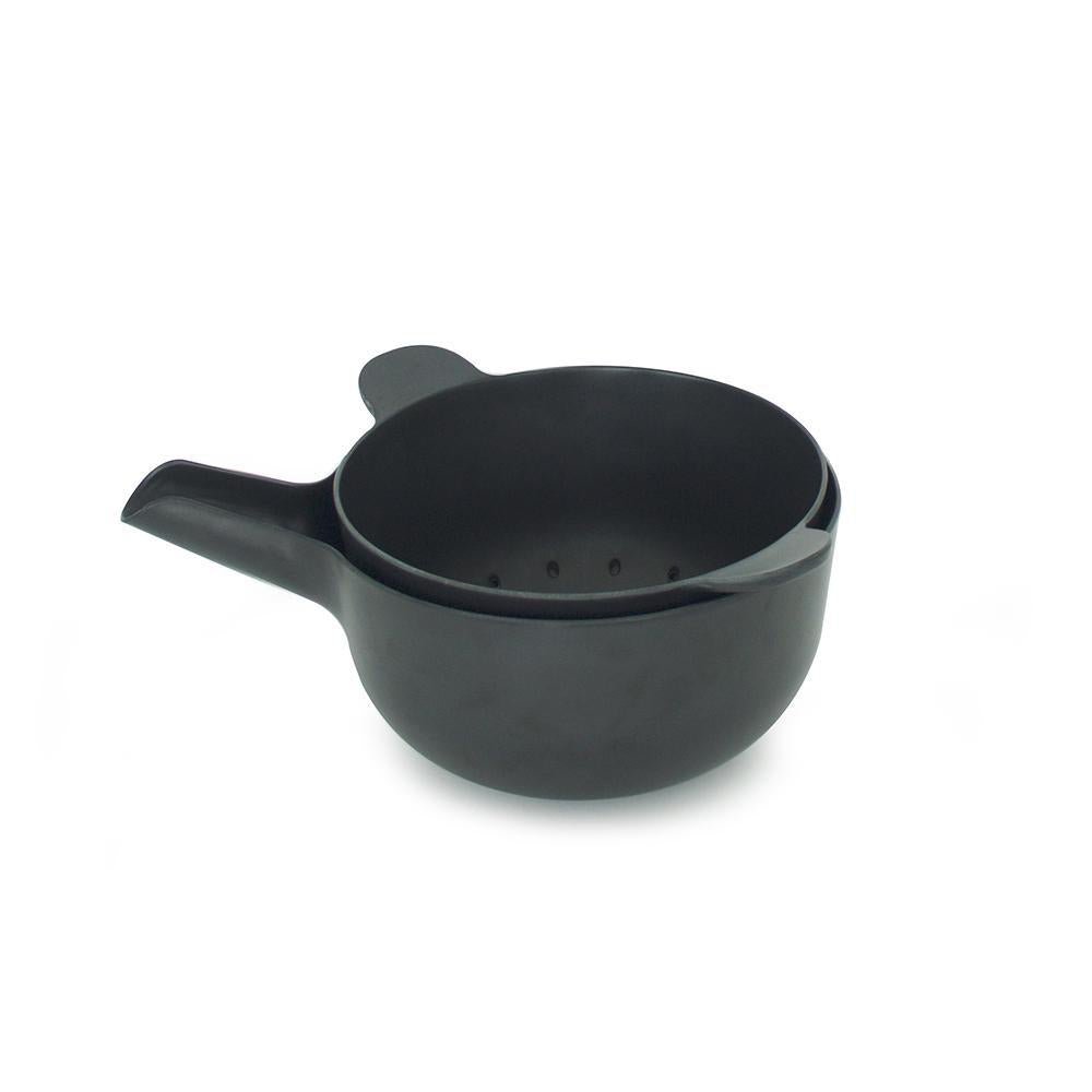 EKOBO Bamboo Small Mixing Bowl and Colander Set - Black - lily & onyx