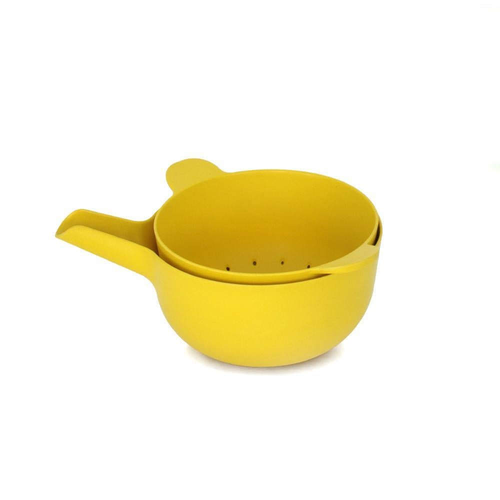 EKOBO Bamboo Small Mixing Bowl and Colander Set - Lemon - lily & onyx