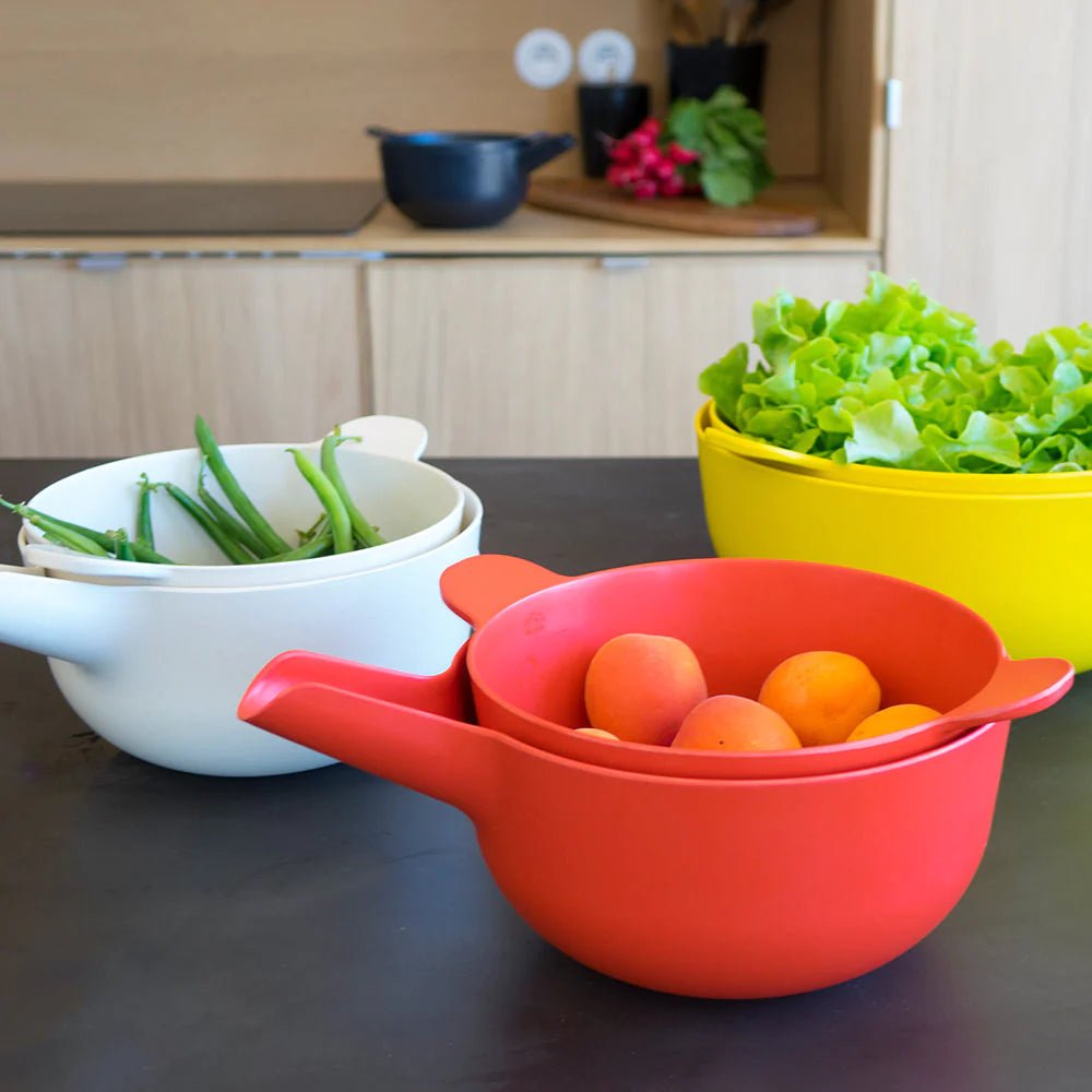 EKOBO Bamboo Small Mixing Bowl and Colander Set Tomato - lily & onyx