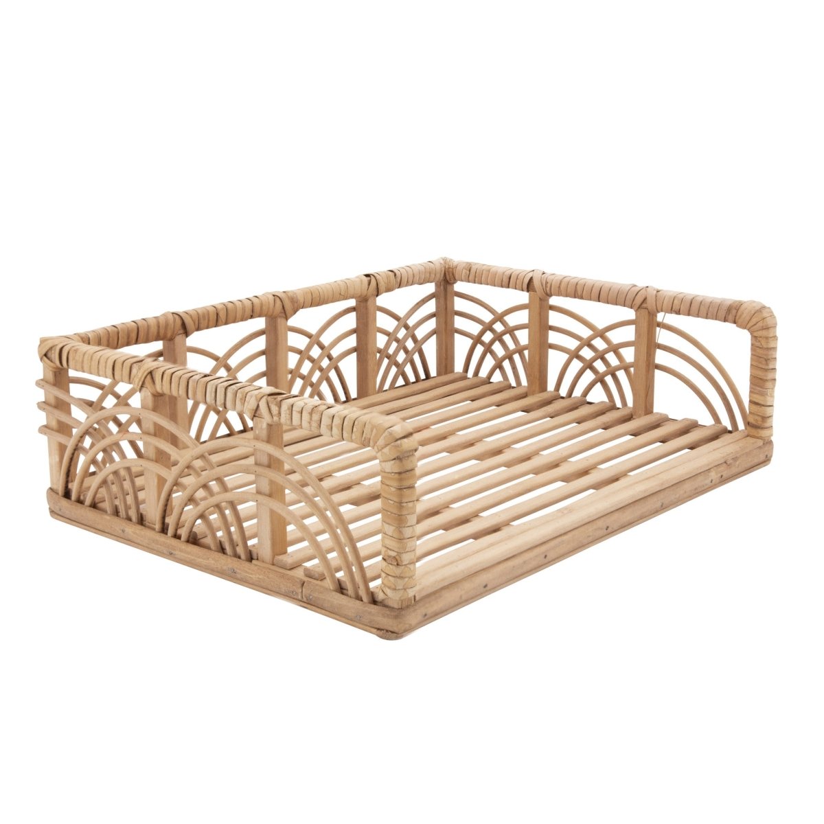 Sagebrook Home Bamboo Wood and Woven Rattan Document Tray, Natural - lily & onyx