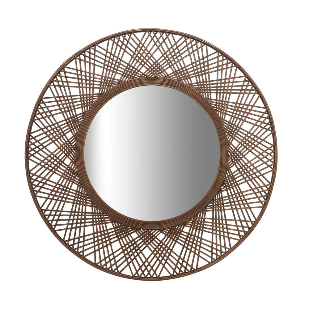 
                      
                        Sagebrook Home Bamboo Wood Round Mirrored Wall, Brown, 35" - lily & onyx
                      
                    