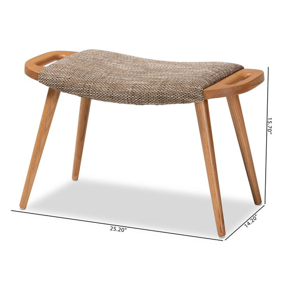 Load image into Gallery viewer, Baxton Studio Banner Mid Century Modern Light Brown Fabric Upholstered And Oak Brown Finished Wood Accent Bench - lily &amp;amp; onyx
