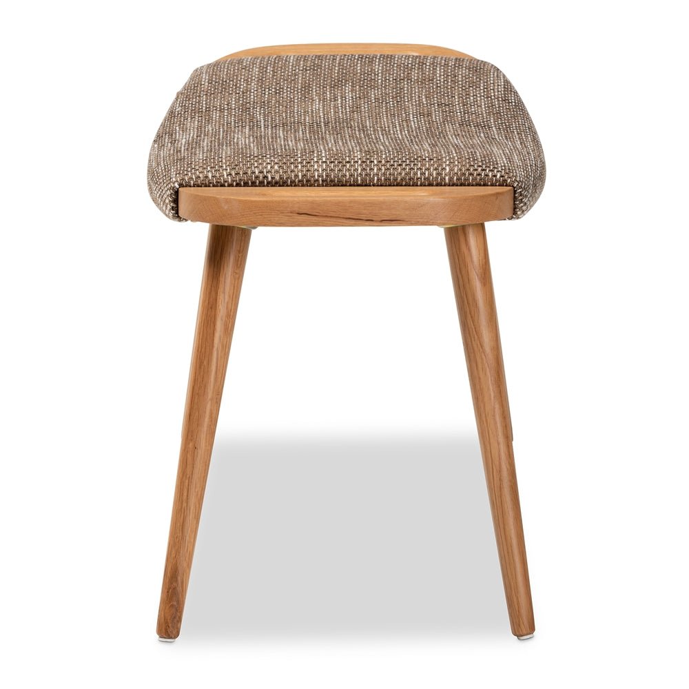 Load image into Gallery viewer, Baxton Studio Banner Mid Century Modern Light Brown Fabric Upholstered And Oak Brown Finished Wood Accent Bench - lily &amp;amp; onyx
