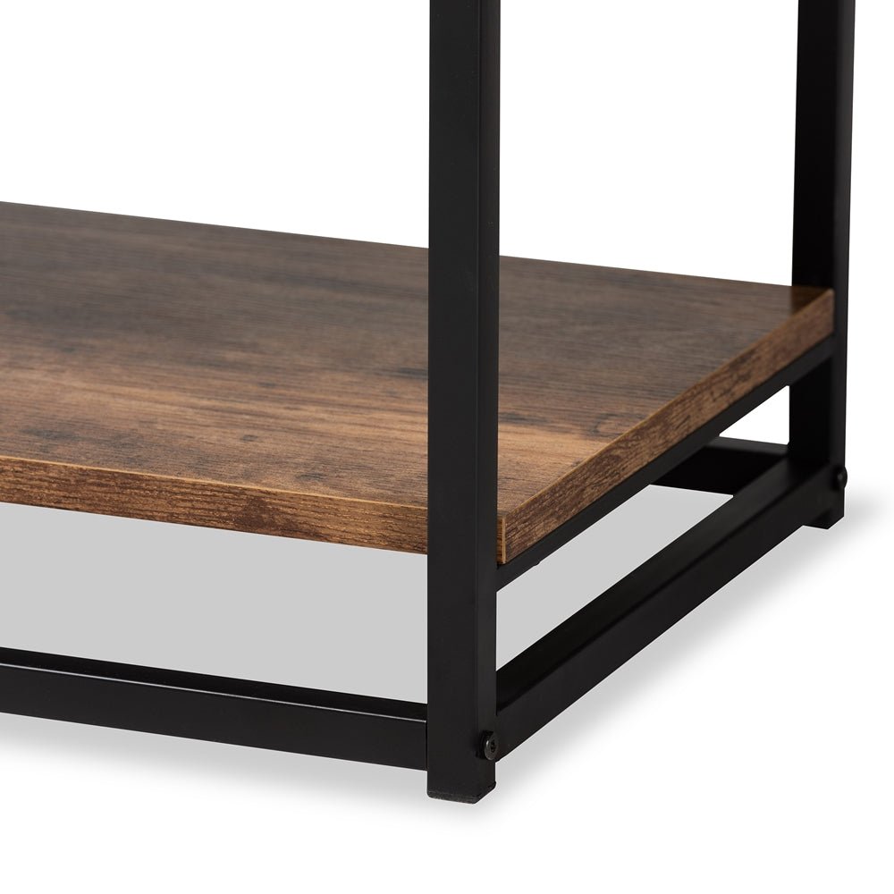 Baxton Studio Bardot Modern Industrial Walnut Brown Finished Wood And Black Metal 3 Tier Console Table - lily & onyx