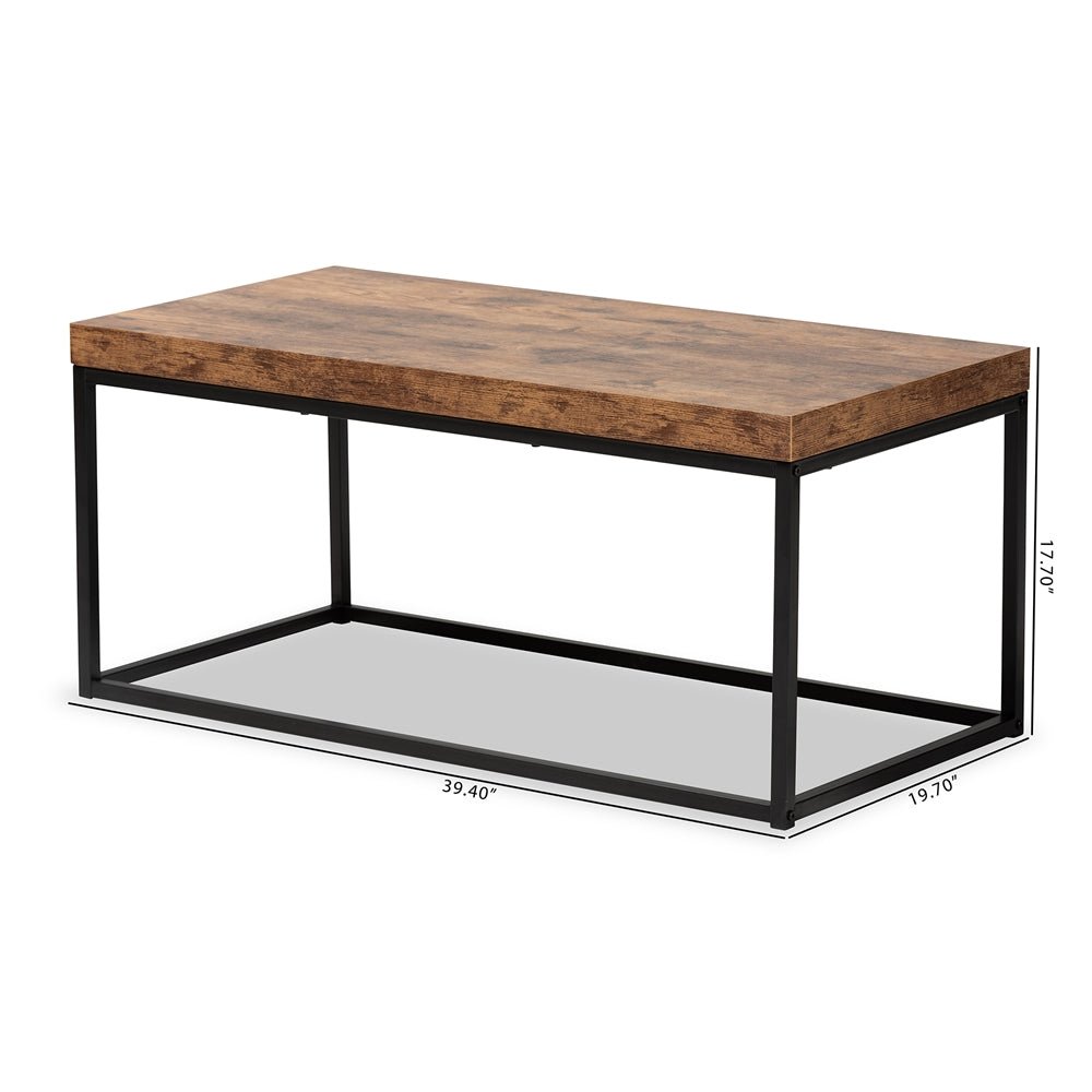 
                      
                        Baxton Studio Bardot Modern Industrial Walnut Brown Finished Wood And Black Metal Coffee Table - lily & onyx
                      
                    
