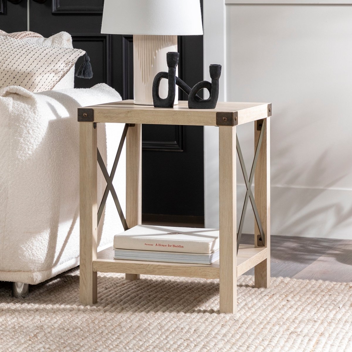 Walker Edison Barn Door Side Table - lily & onyx