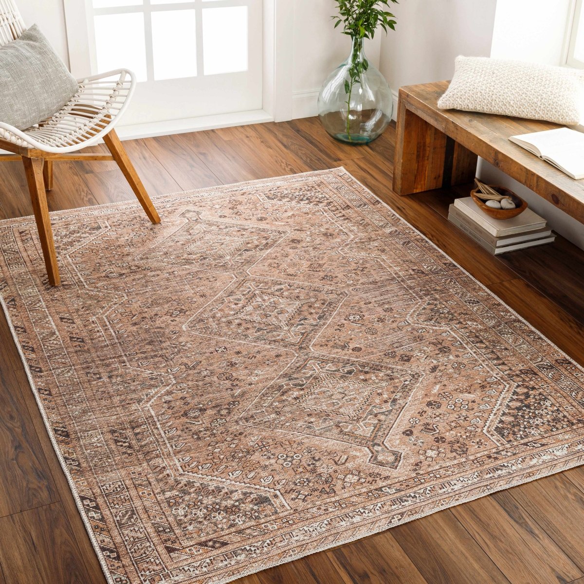 Hauteloom Barny Brown Washable Rug - lily & onyx