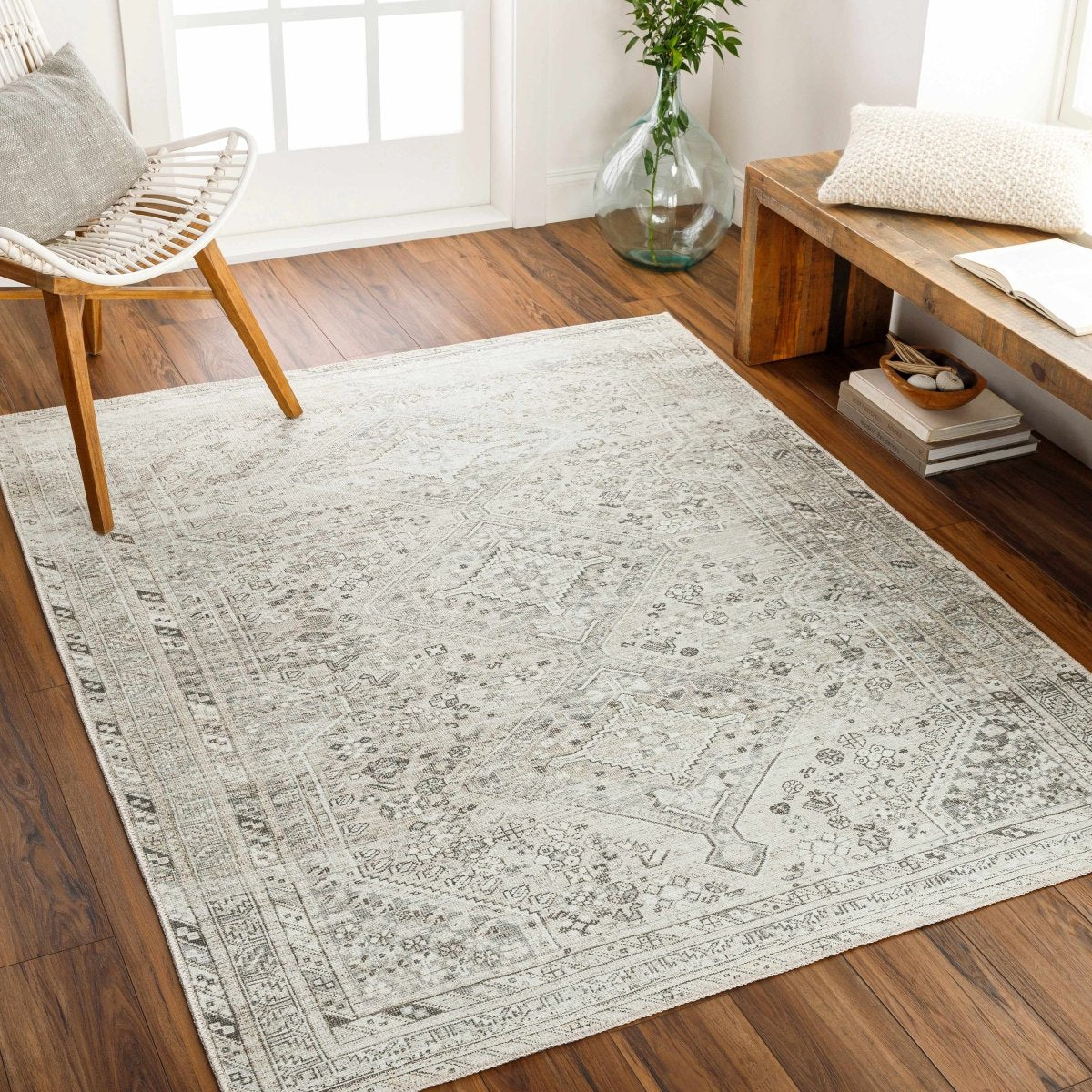 Hauteloom Barny Cream & Sage Washable Rug - lily & onyx