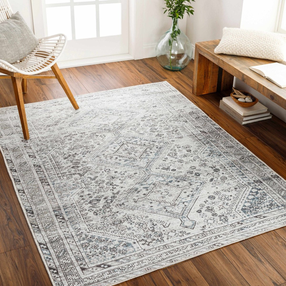 Hauteloom Barny Gray Washable Area Rug - lily & onyx