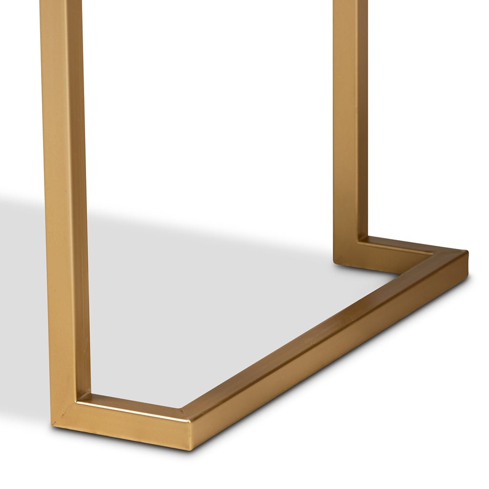 
                      
                        Baxton Studio Beagan Modern And Contemporary White Finished Wood And Gold Metal 2 Drawer Console Table - lily & onyx
                      
                    