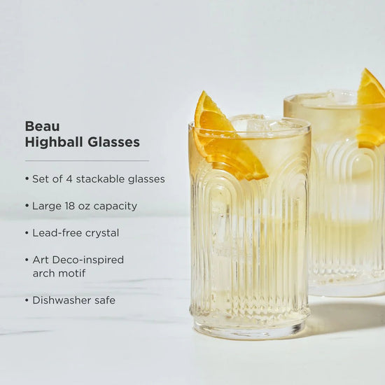 Viski Beau Highball Glasses, Set of 4 - lily & onyx