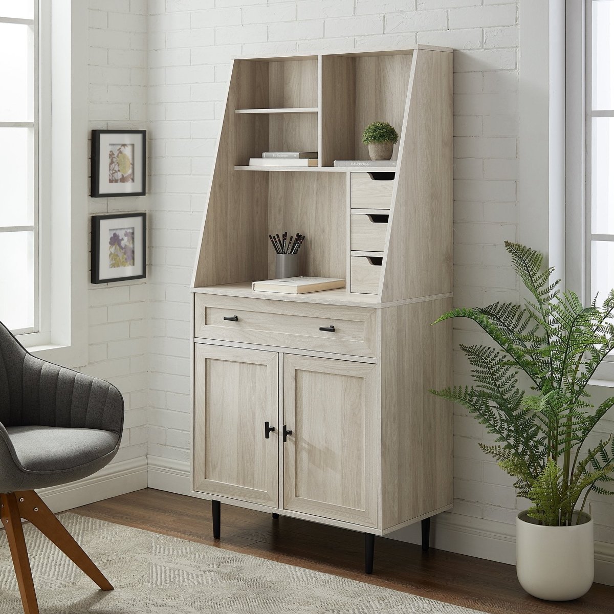 Walker Edison Belfast Storage Desk and Hutch - lily & onyx