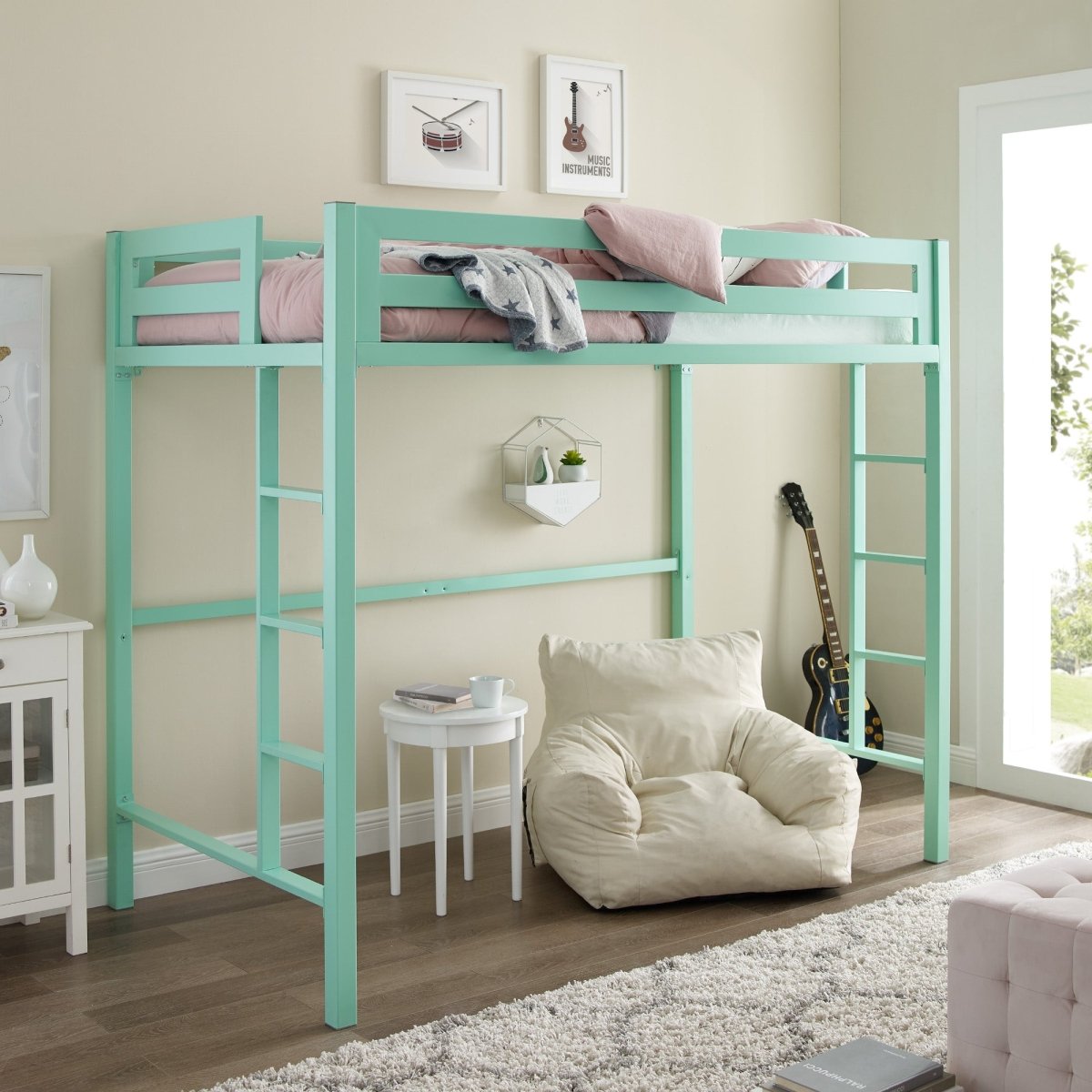 Walker Edison Bentley Twin Loft Square Bunk Bed - lily & onyx