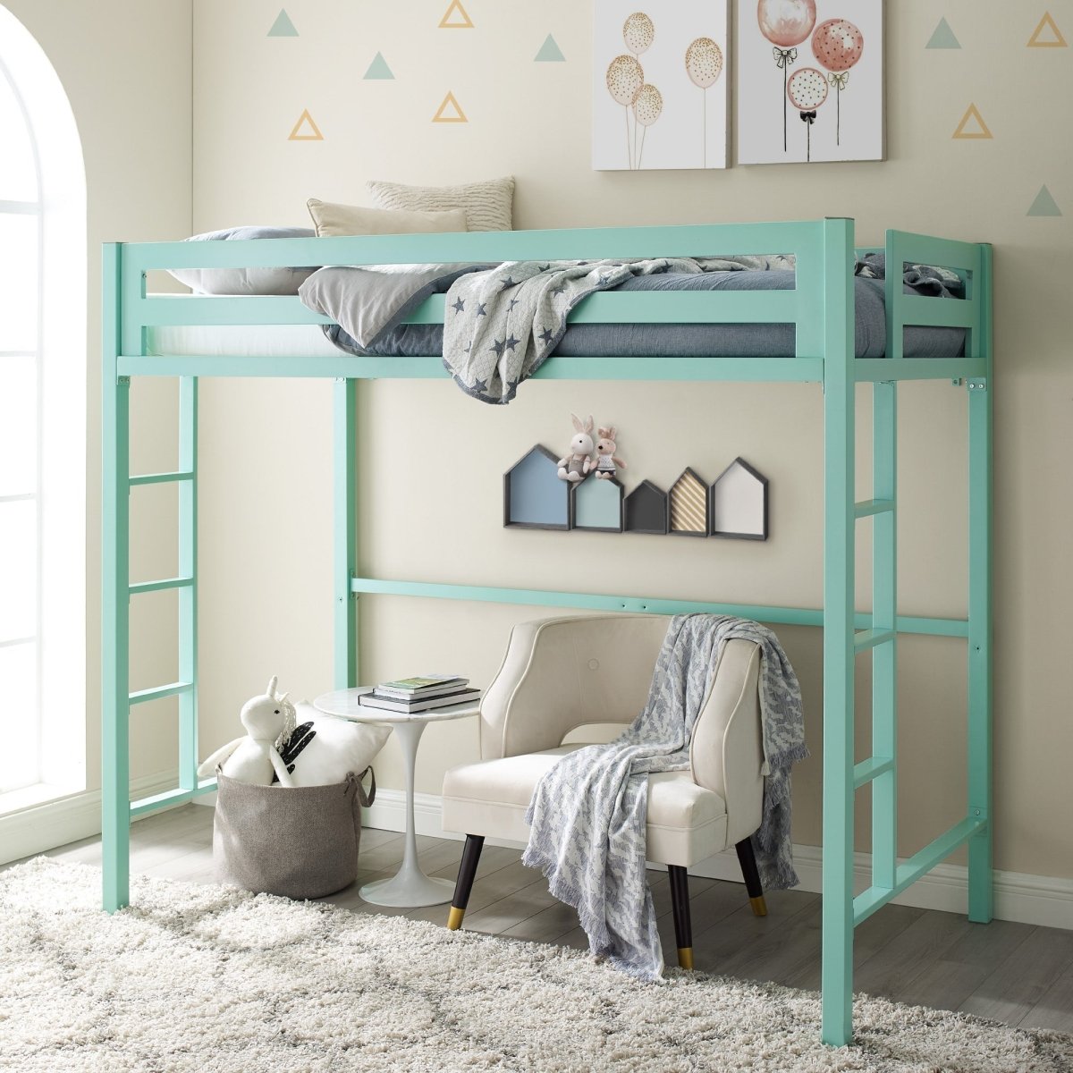 Walker Edison Bentley Twin Loft Square Bunk Bed - lily & onyx