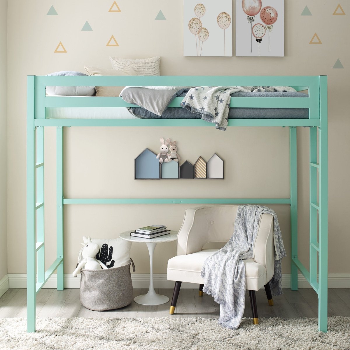 Walker Edison Bentley Twin Loft Square Bunk Bed - lily & onyx