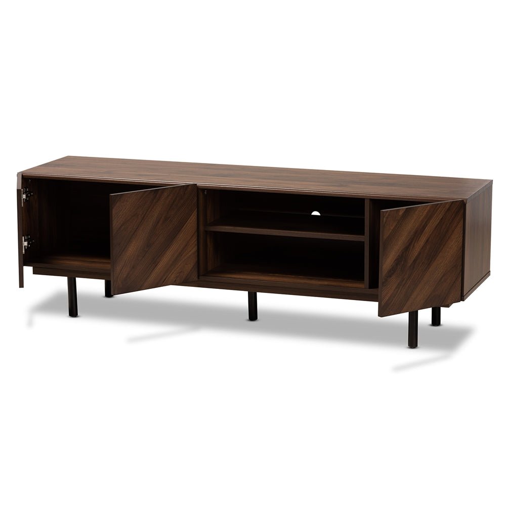 Load image into Gallery viewer, Baxton Studio Berit Mid Century Modern Walnut Brown Finished Wood Tv Stand - lily &amp;amp; onyx
