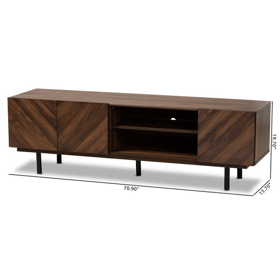 Load image into Gallery viewer, Baxton Studio Berit Mid Century Modern Walnut Brown Finished Wood Tv Stand - lily &amp;amp; onyx
