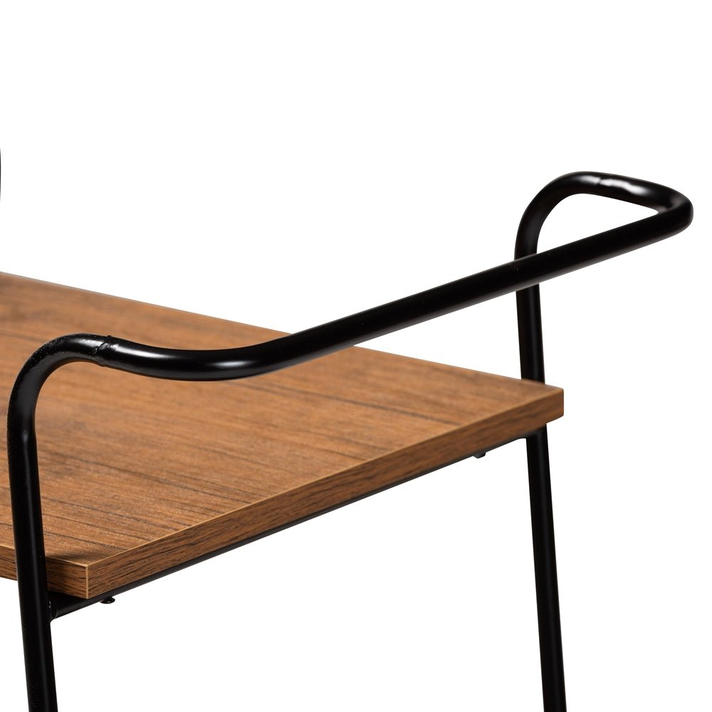 
                      
                        Baxton Studio Bernard Rustic Industrial Black Metal And Walnut Finished Wood 3 Tier Small Mobile Wine Bar Cart - lily & onyx
                      
                    