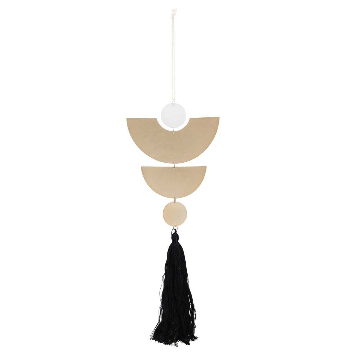 Sagebrook Home BIack Metal Wall Accent with Tassel, 28"H - lily & onyx
