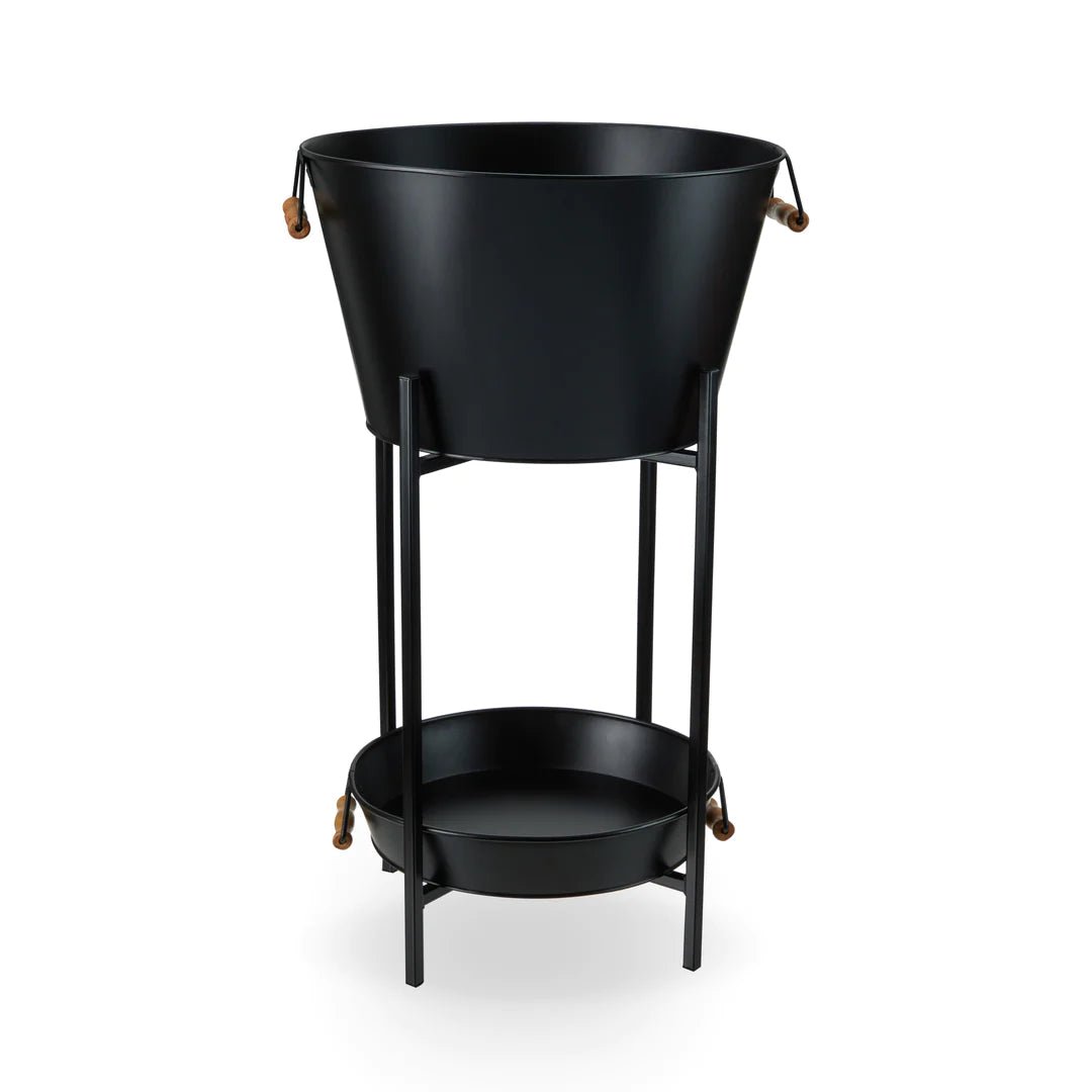 Twine Living Black Beverage Tub with Stand & Tray - lily & onyx