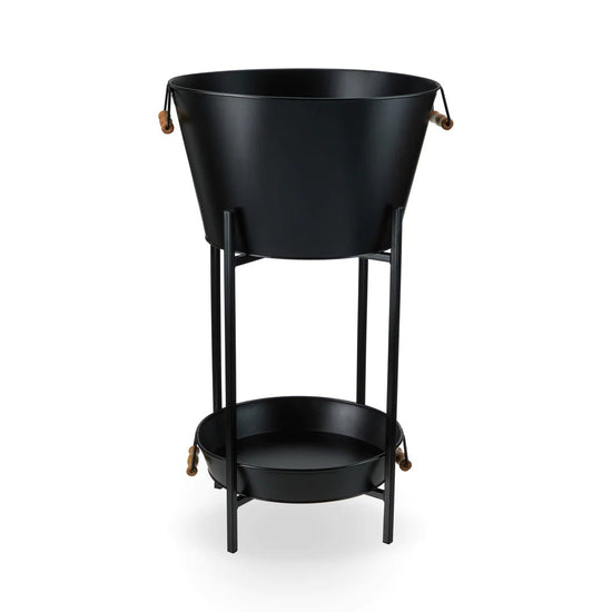Load image into Gallery viewer, Twine Living Black Beverage Tub with Stand &amp;amp; Tray - lily &amp;amp; onyx
