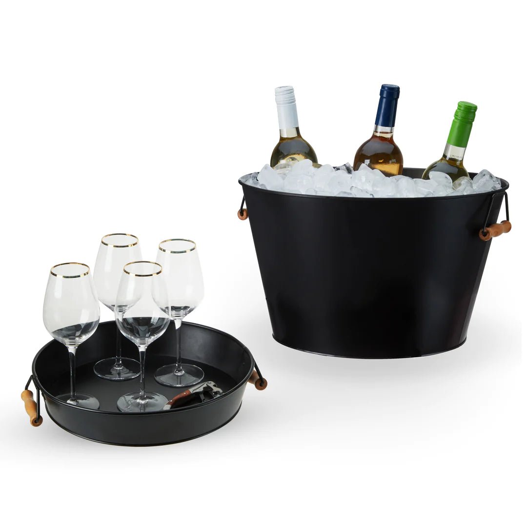 Twine Living Black Beverage Tub with Stand & Tray - lily & onyx
