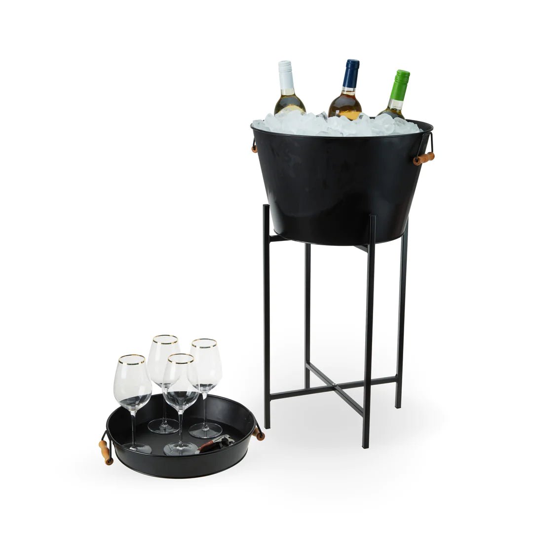 Twine Living Black Beverage Tub with Stand & Tray - lily & onyx