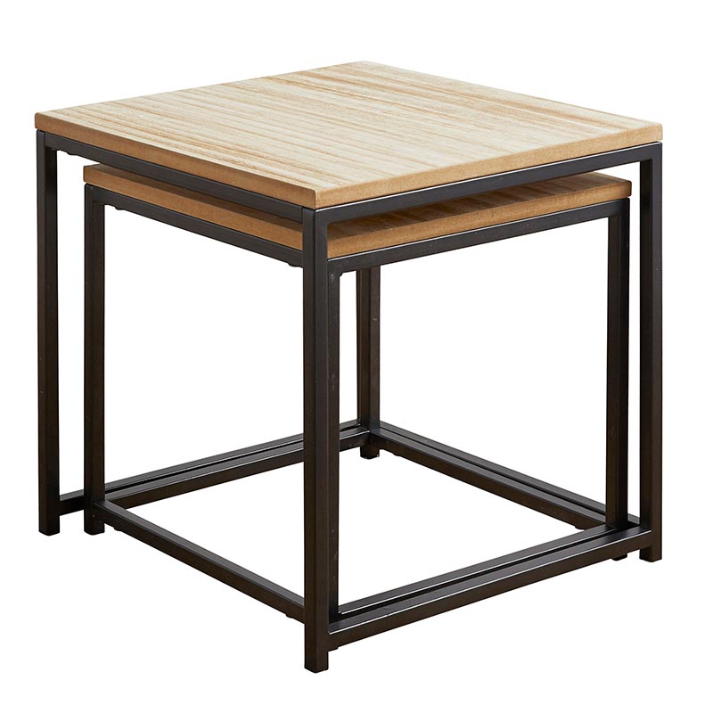 
                      
                        47th & Main Black Iron Nesting Side Tables with Wood Tops, Set of 2 - lily & onyx
                      
                    