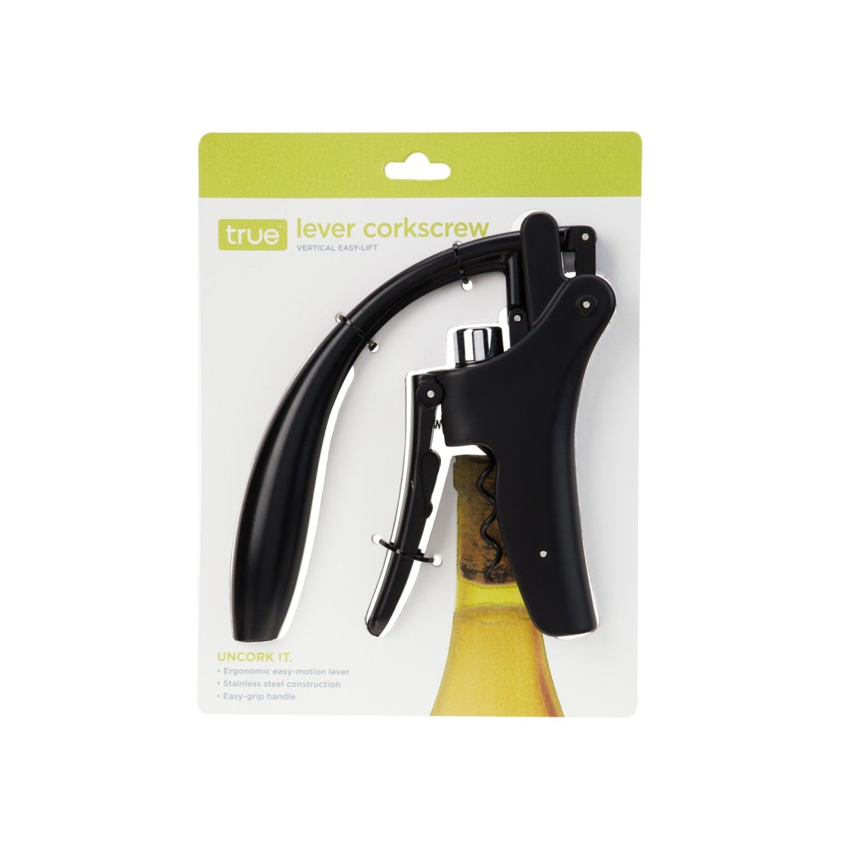 TRUE Black Lever Stainless Steel Corkscrew - lily & onyx