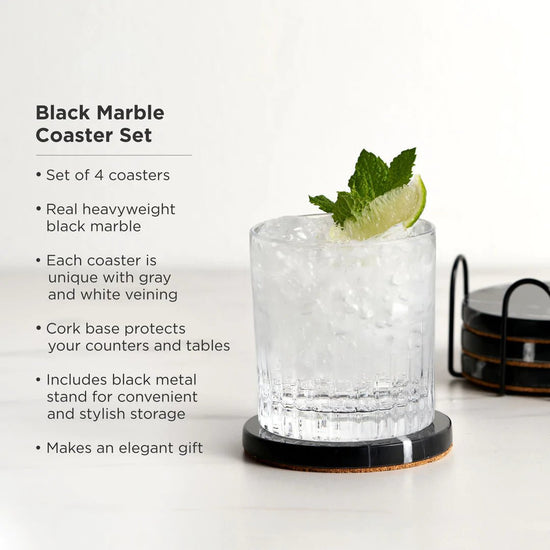 Viski Black Marble Coasters, Set of 4 - lily & onyx