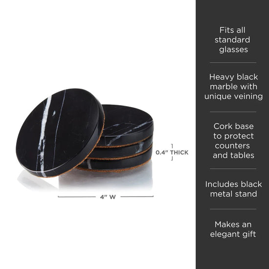 Viski Black Marble Coasters, Set of 4 - lily & onyx