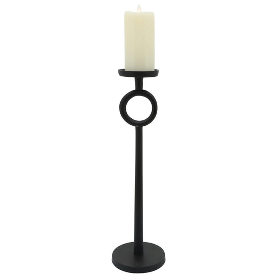 lily & onyx Black Metal Candle Holder with Circle Design - lily & onyx