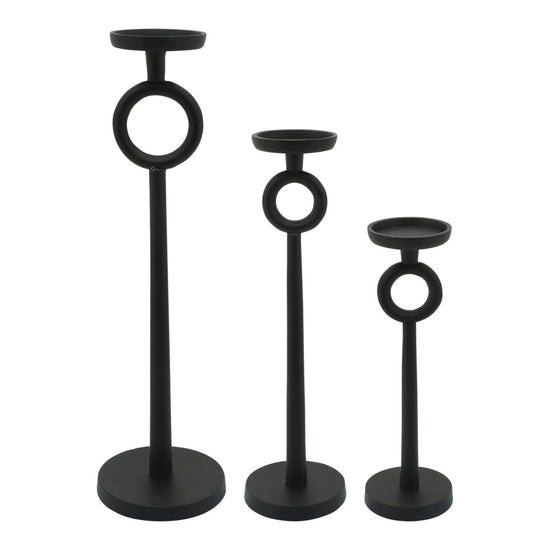 lily & onyx Black Metal Candle Holder with Circle Design - lily & onyx
