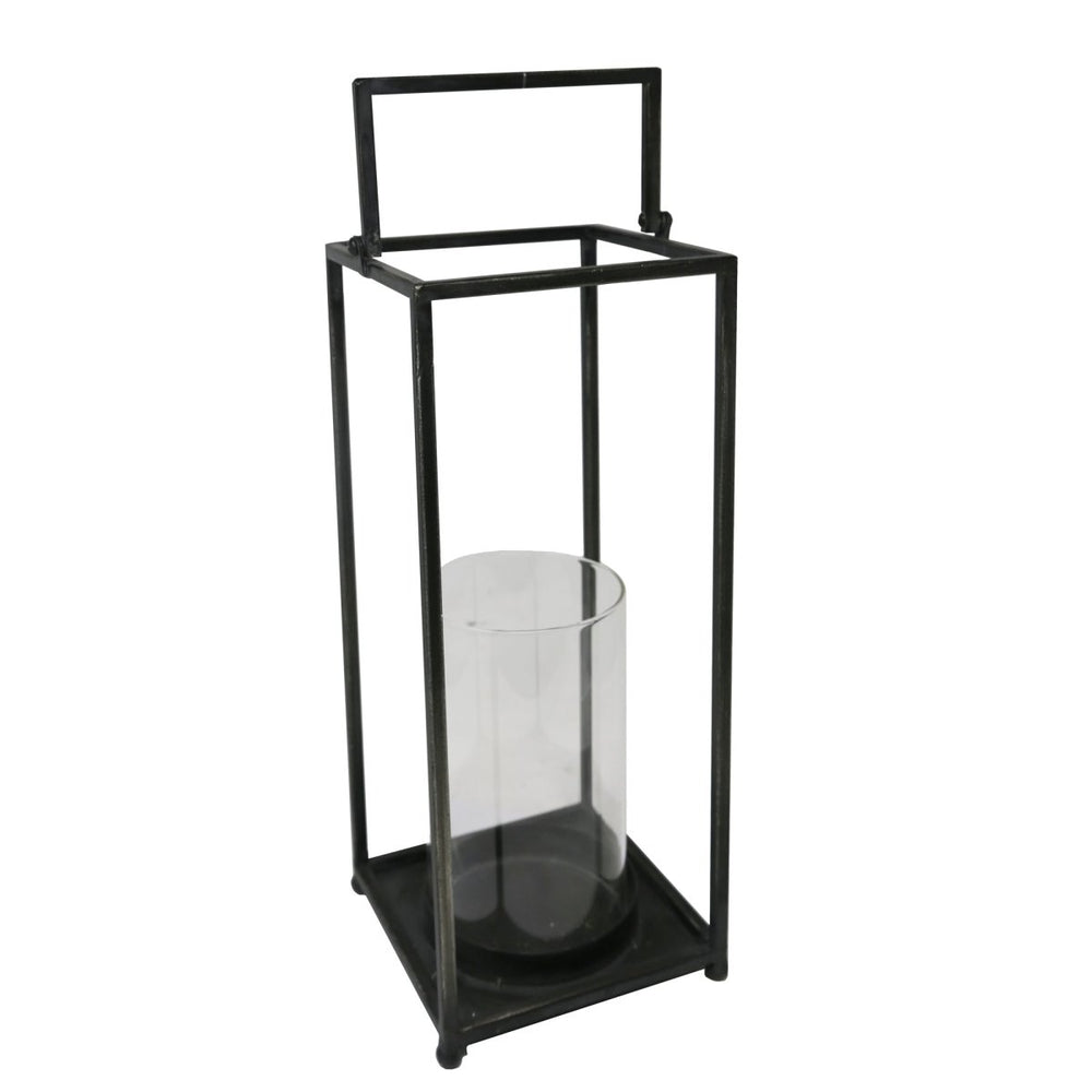 Sagebrook Home Black Metal & Glass Open Lantern, 16