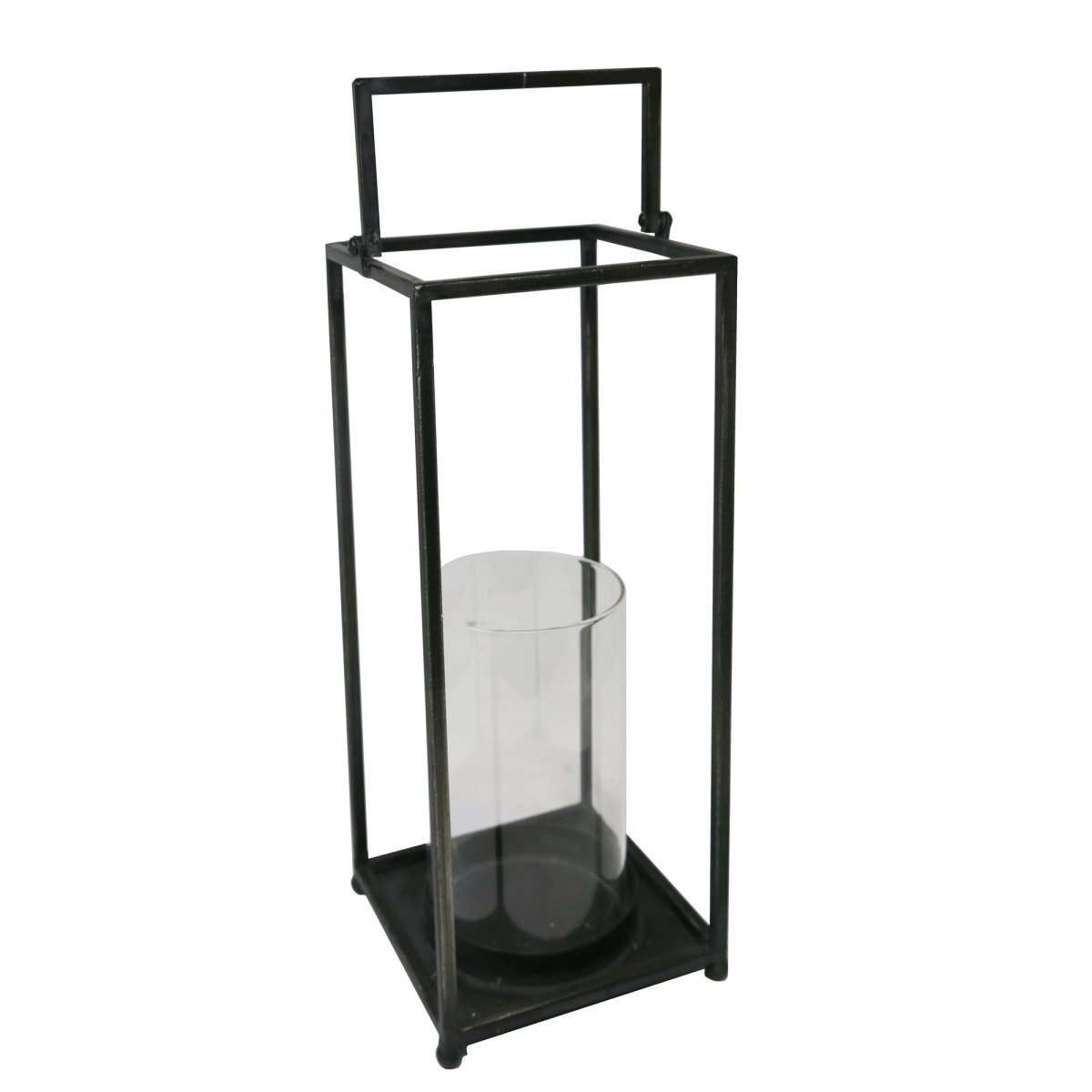 Load image into Gallery viewer, Sagebrook Home Black Metal &amp;amp; Glass Open Lantern, 16&amp;quot; - lily &amp;amp; onyx
