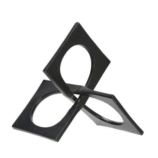 Sagebrook Home Black Metal Linked Square Decor, 9" - lily & onyx