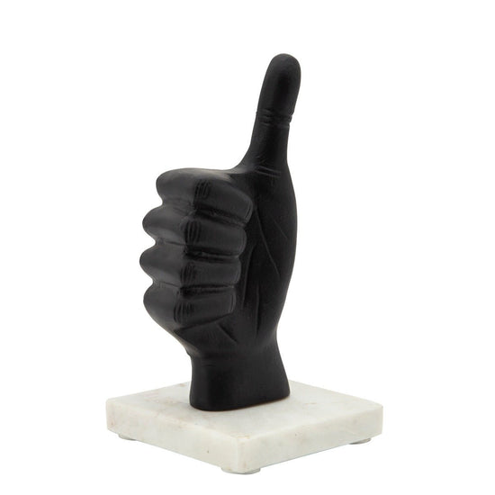 Load image into Gallery viewer, Sagebrook Home Black Metal Thumbs Up Figurine on Marble Base, 8&amp;quot;H - lily &amp;amp; onyx
