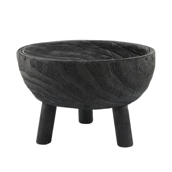 Load image into Gallery viewer, Sagebrook Home Black Paulownia Wood Bowl With Legs, 11&amp;quot; - lily &amp;amp; onyx
