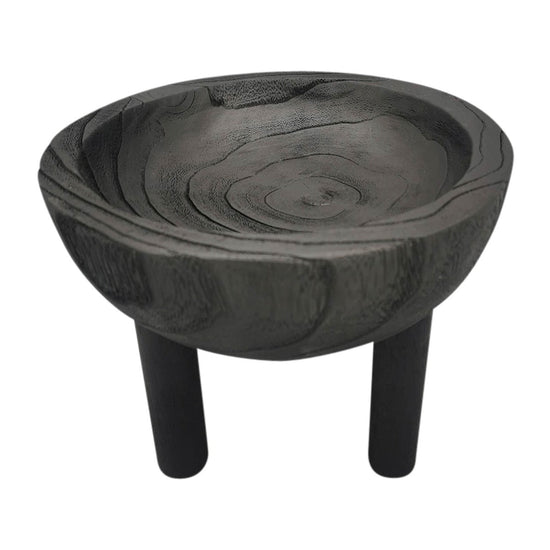Sagebrook Home Black Paulownia Wood Bowl with Legs, 8" - lily & onyx