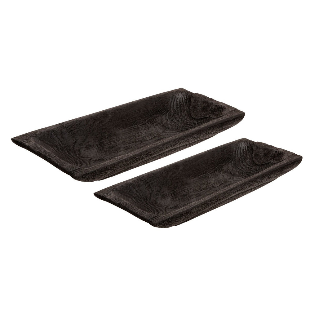 
                      
                        Sagebrook Home Black Paulownia Wood Curved Rectangular Tray, Set of 2 - 15" - lily & onyx
                      
                    