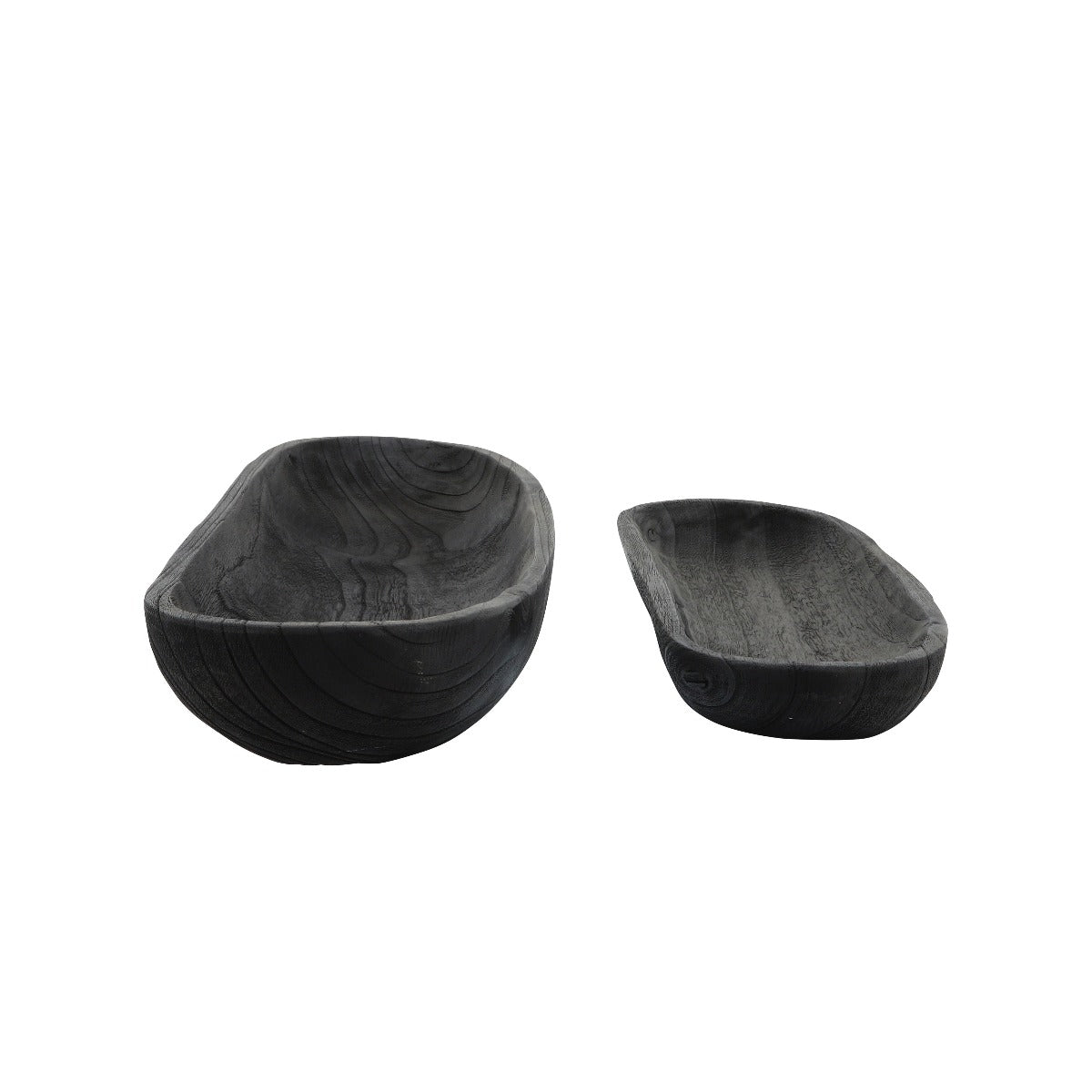 Load image into Gallery viewer, Sagebrook Home Black Paulownia Wood Decor Bowls, Set of 2 - 18&amp;quot;/24&amp;quot; - lily &amp;amp; onyx
