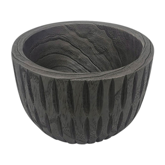 Load image into Gallery viewer, Sagebrook Home Black Paulownia Wood Ridged Bowl, 8&amp;quot; - lily &amp;amp; onyx
