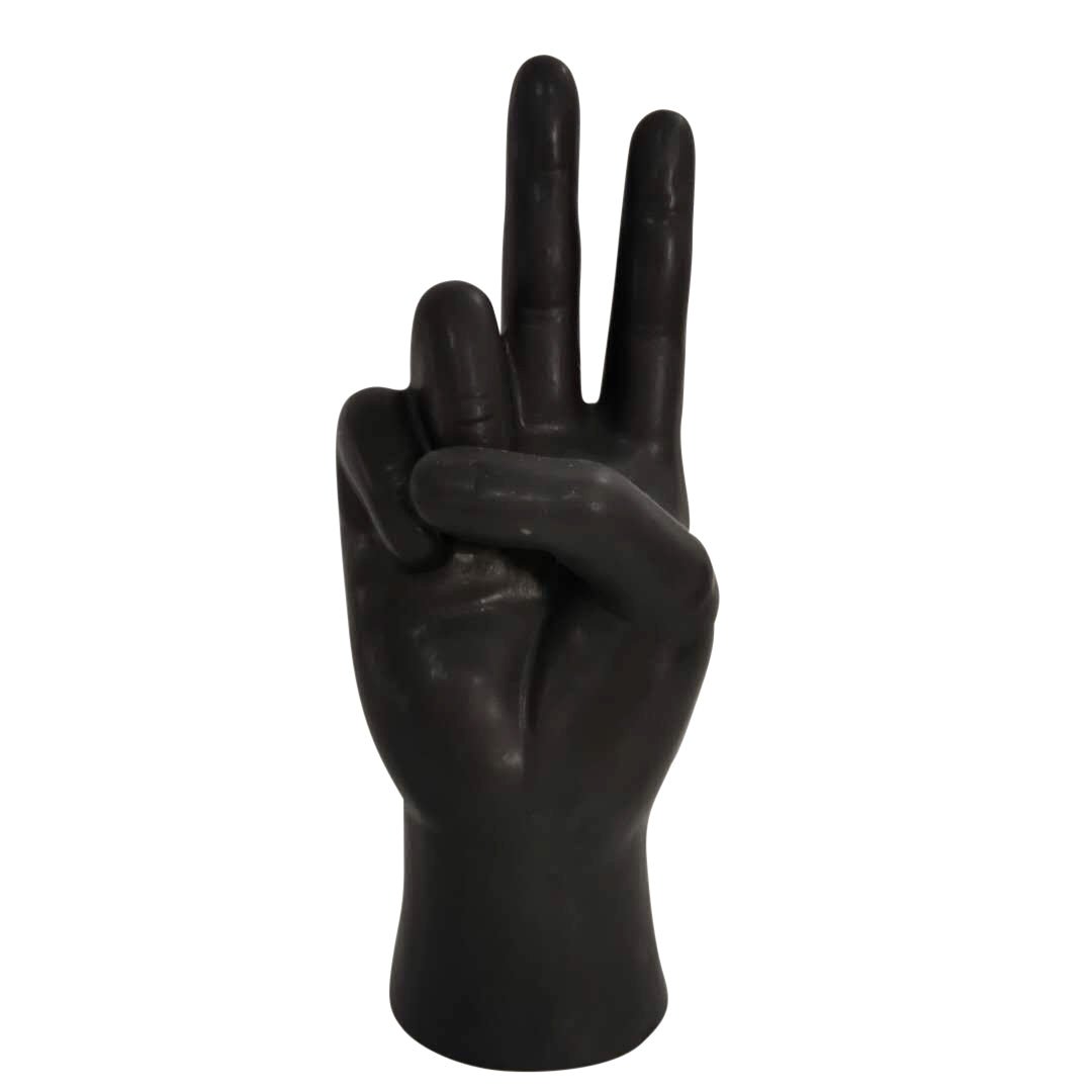 Sagebrook Home Black Peace Sign Figurine, 6" - lily & onyx