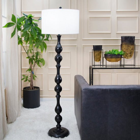 Sagebrook Home Black Resin Turned Look Floor Lamp - lily & onyx