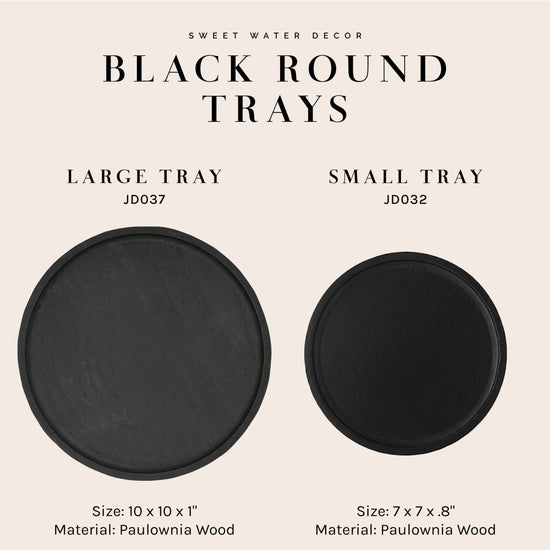 Sweet Water Decor Black Round Wood Tray, Small - lily & onyx