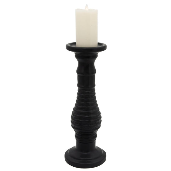 Sagebrook Home Black Textured Ceramic Candle Holder - lily & onyx